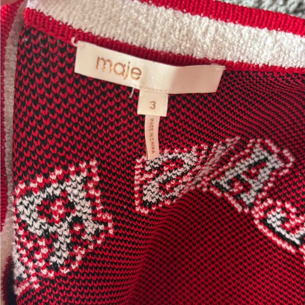 Maje Red and White Knit Cardigan and skirt top size 3, skirt size 36 - Picture 6 of 10